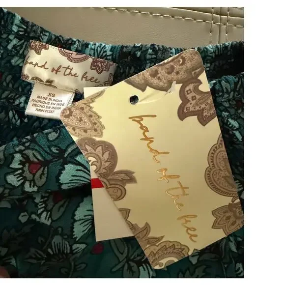 Band of the Free Elise Teal Floral Boho High Waist Wide Leg Pants Size XS NEW - Picture 9 of 11
